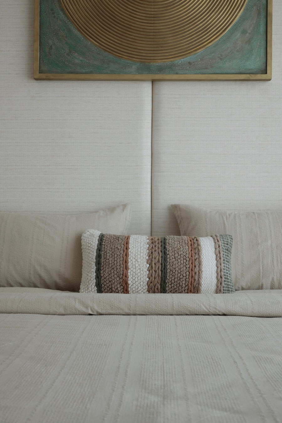 Pucker stripe Beige Day Duvet Cover Set