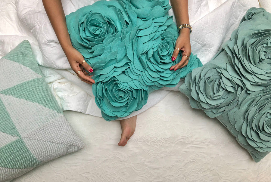 Fleur Aqua Cushion Cover